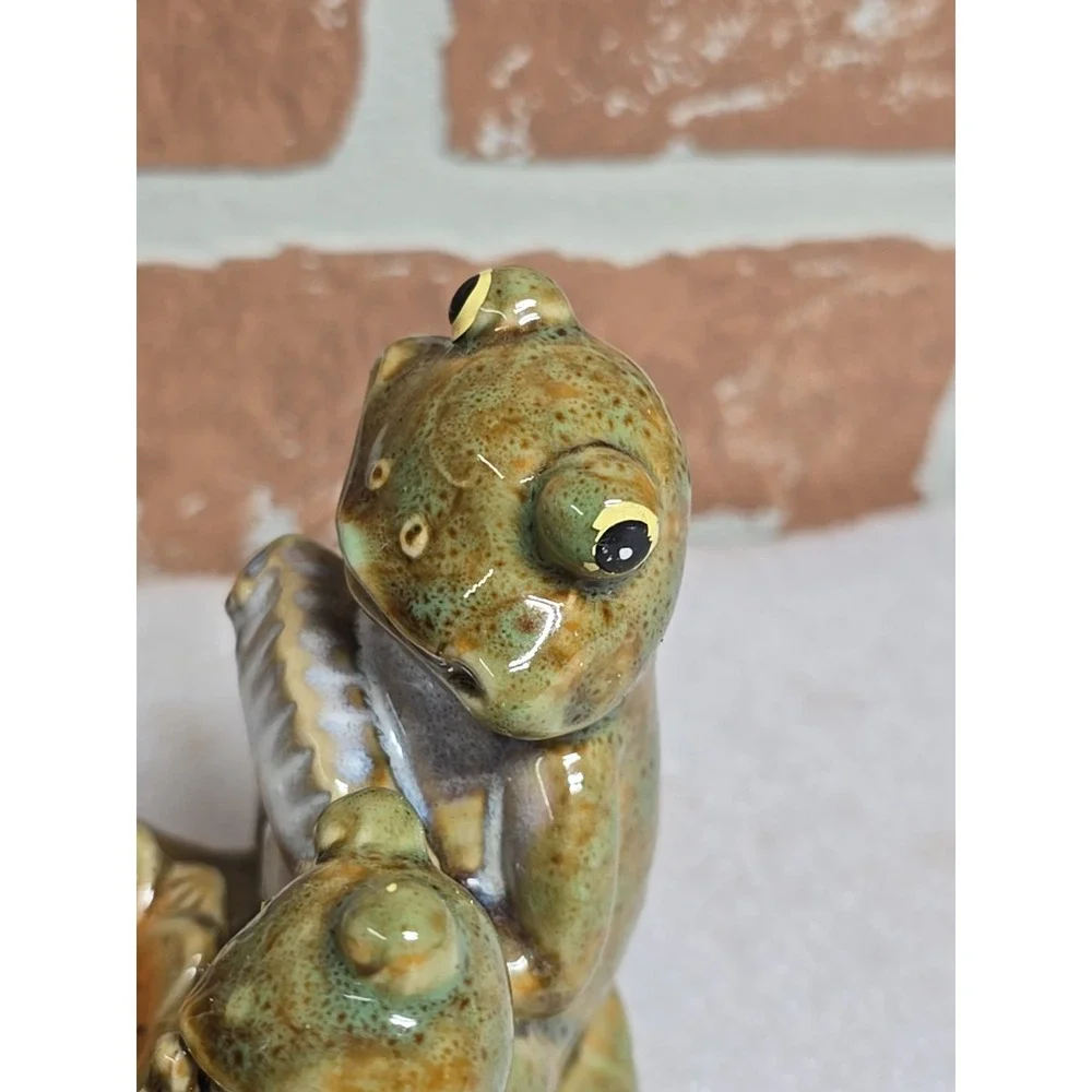 Frogs Toads Votive Candle‎ Holder Playing Instruments on Lily Pad Ceramic Lot 2